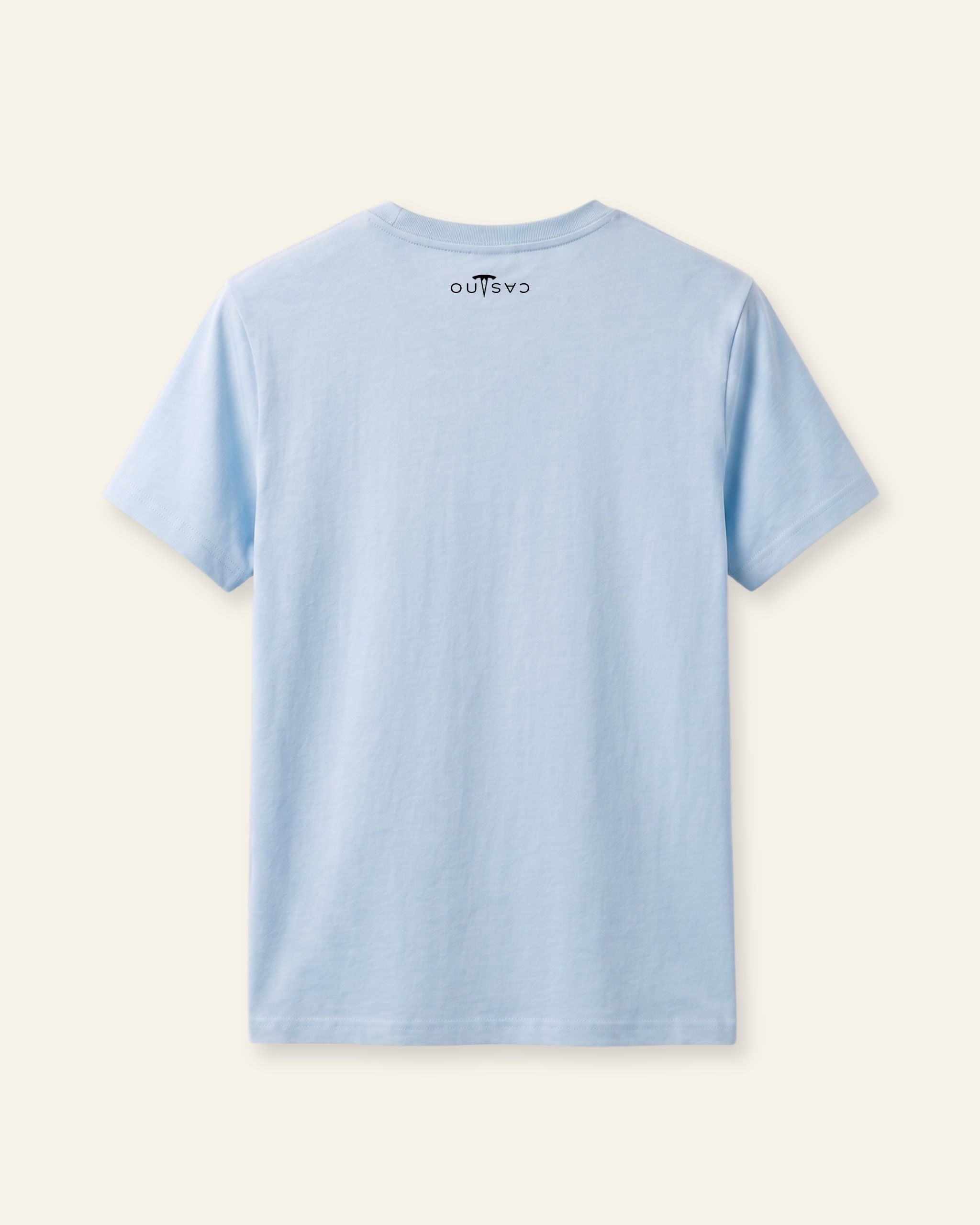 Kids sky blue basic tee, flat back