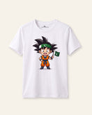Cartoon Hero With Flag White Tee