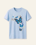 Girls Blue Butterfly Tee — Sky Blue