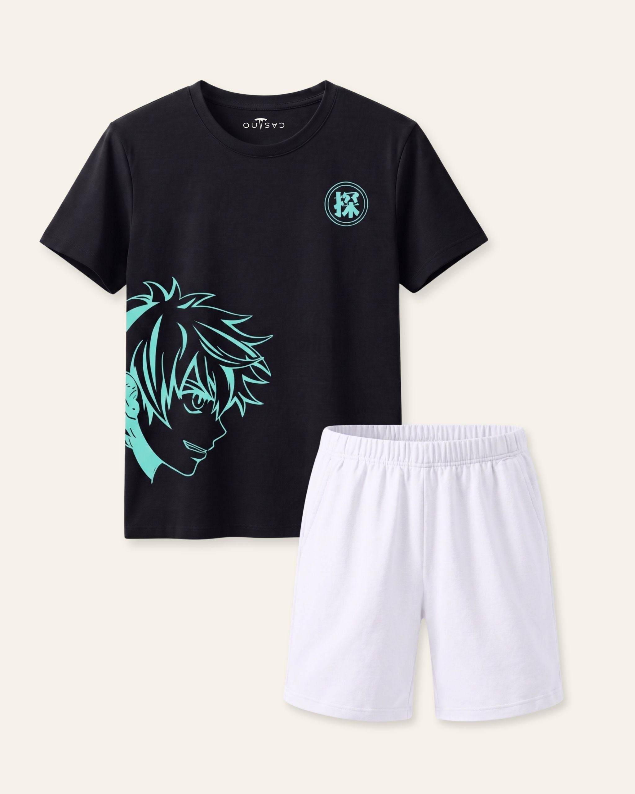 Boys Palm Graphic Shorts Set — Black