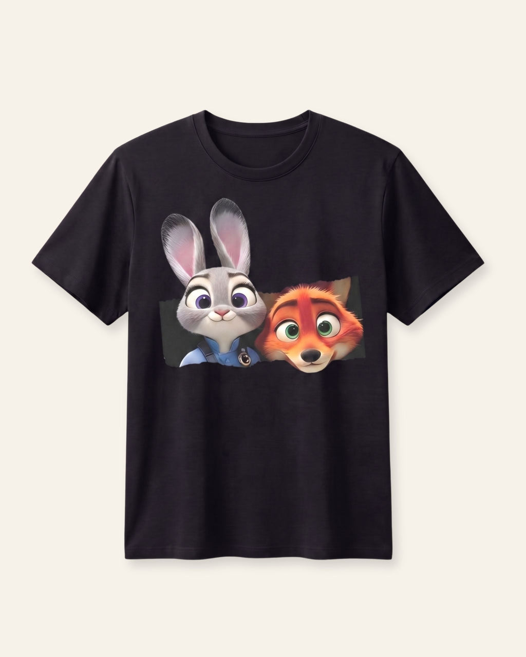 Women's Cartoon Duo Graphic Tee — Black