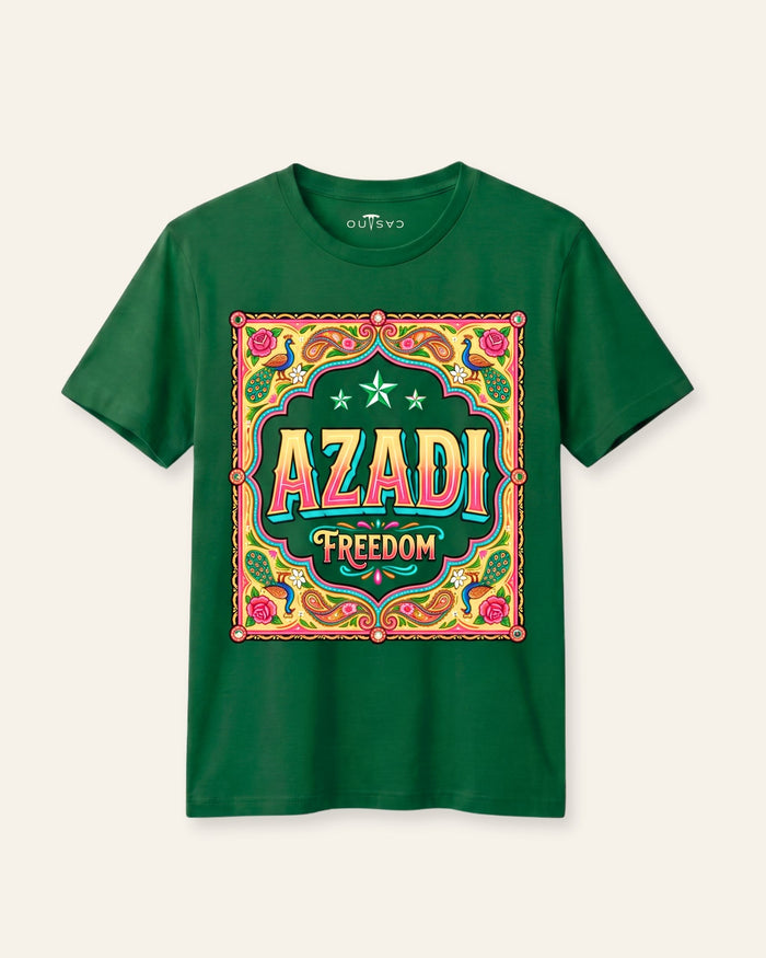 Azadi Freedom Poster Green Tee