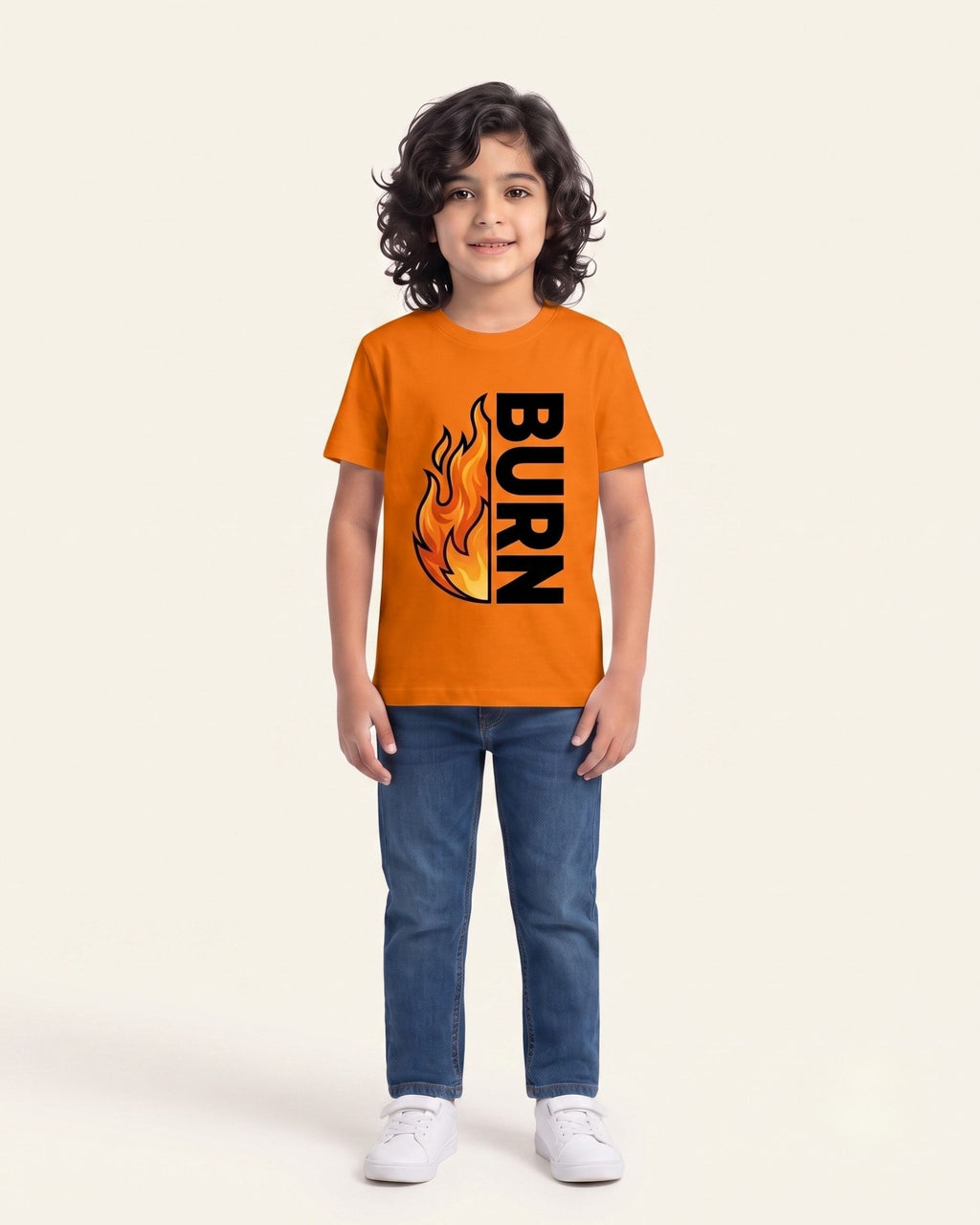 Boys Burn Flame Tee — Orange