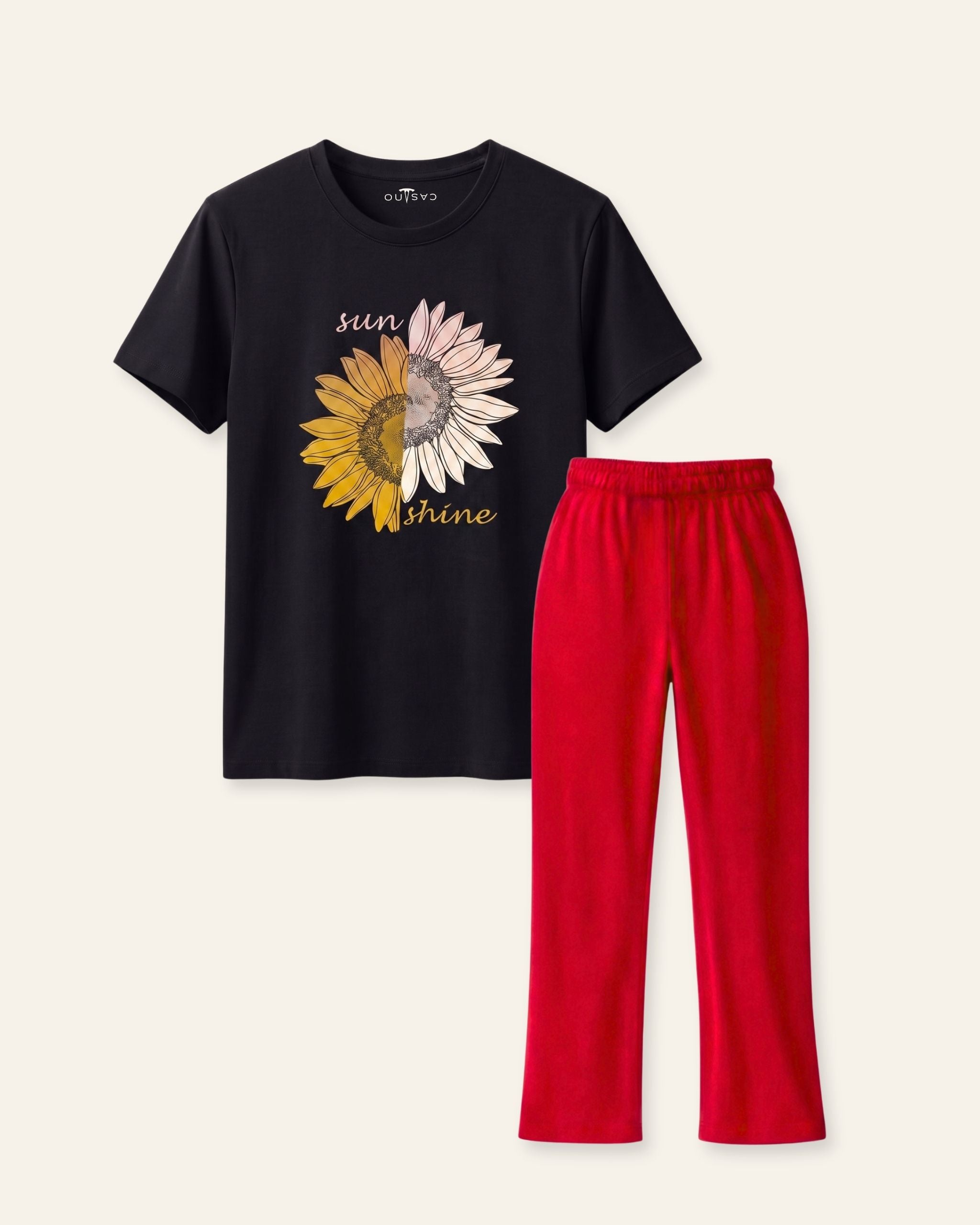 Girls Daisy Bloom Trouser Set — Black