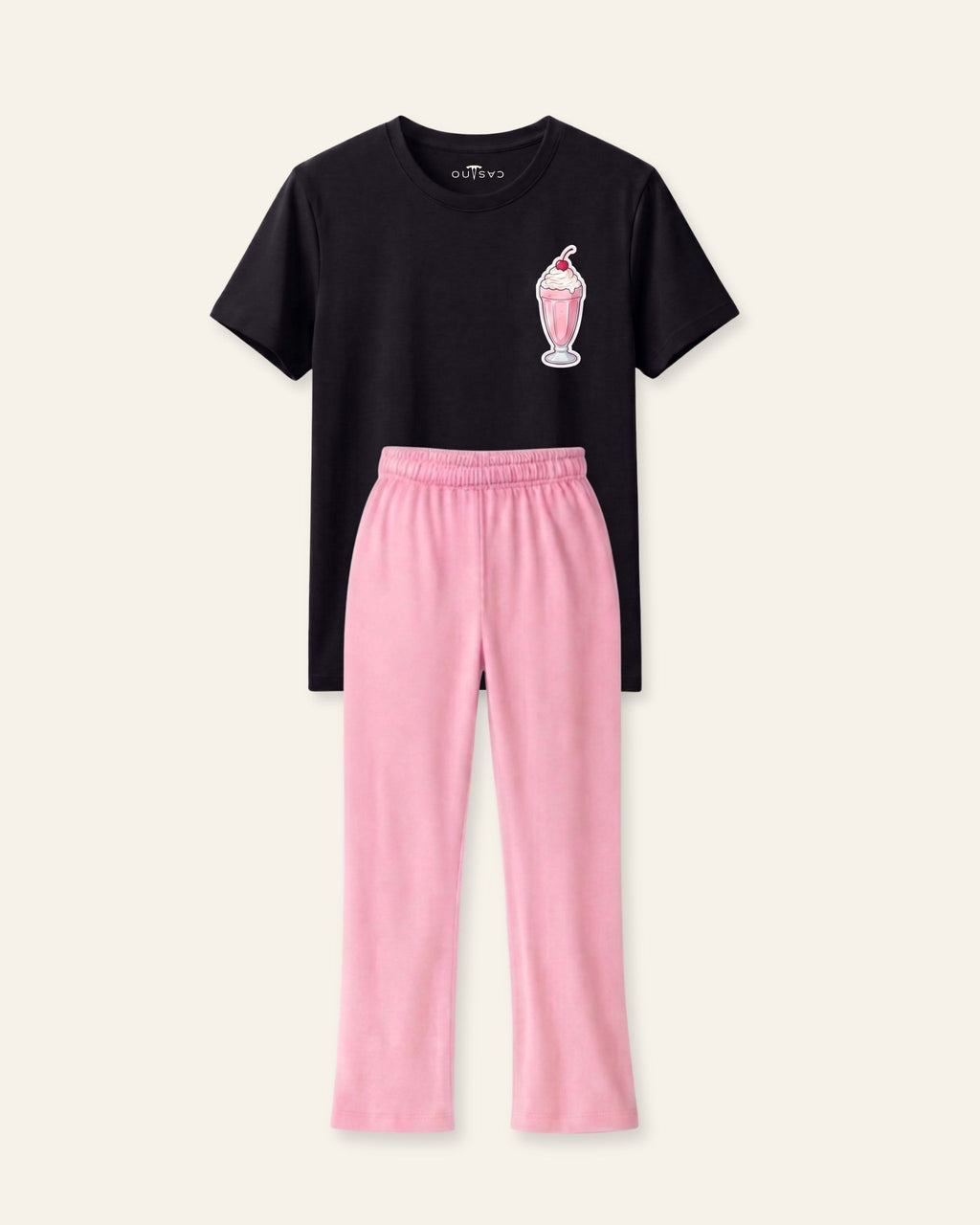 Girls Milkshake Trouser Set — Black