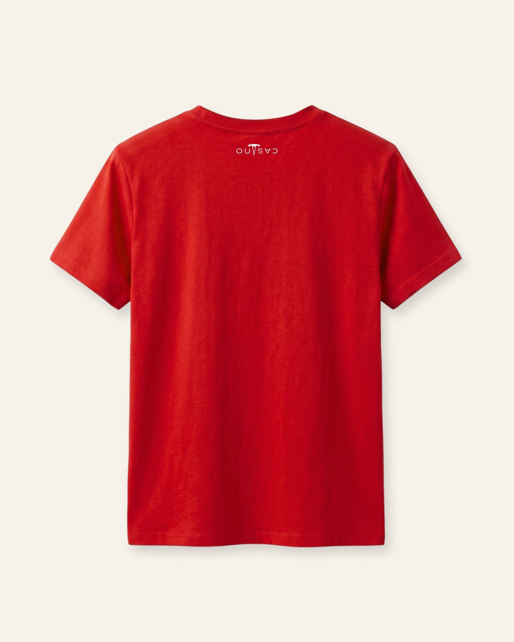 Kids red basic tee, flat front