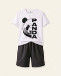 Boys Panda Graphic Shorts Set — White