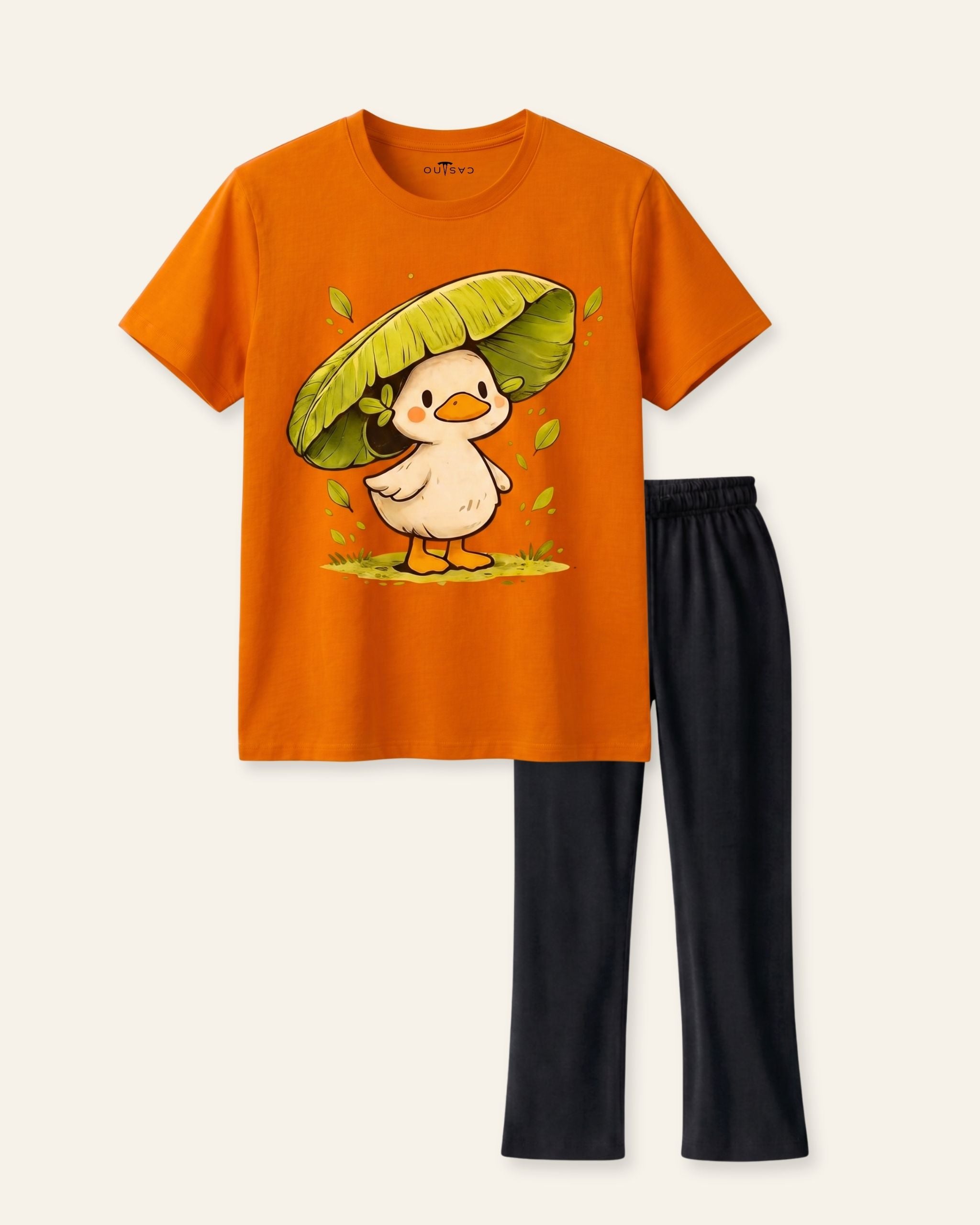 Girls Duck Umbrella Trouser Set — Orange