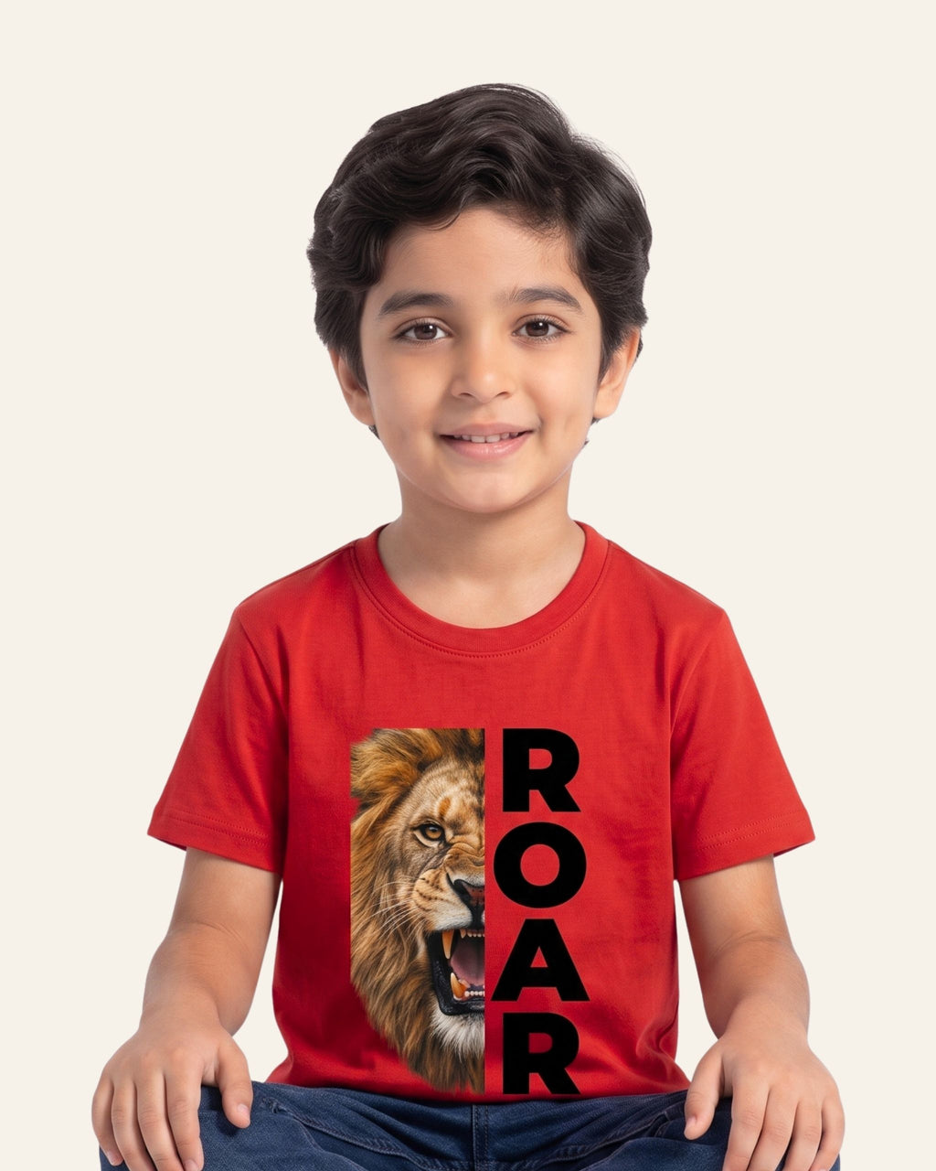 Boys Roar Lion Tee — Red