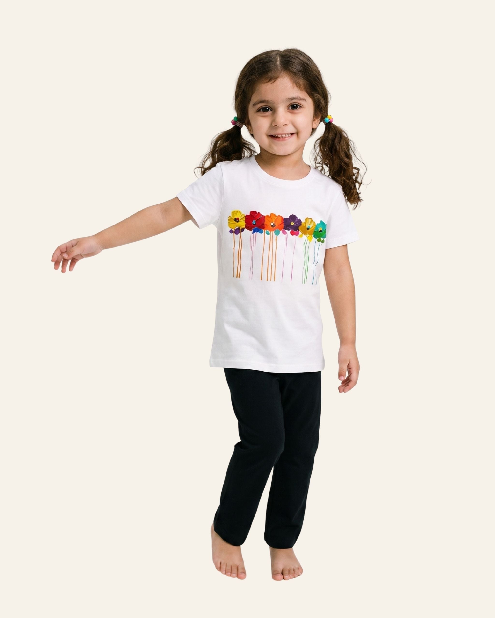 Girls Lollipop Drip Trouser Set — White