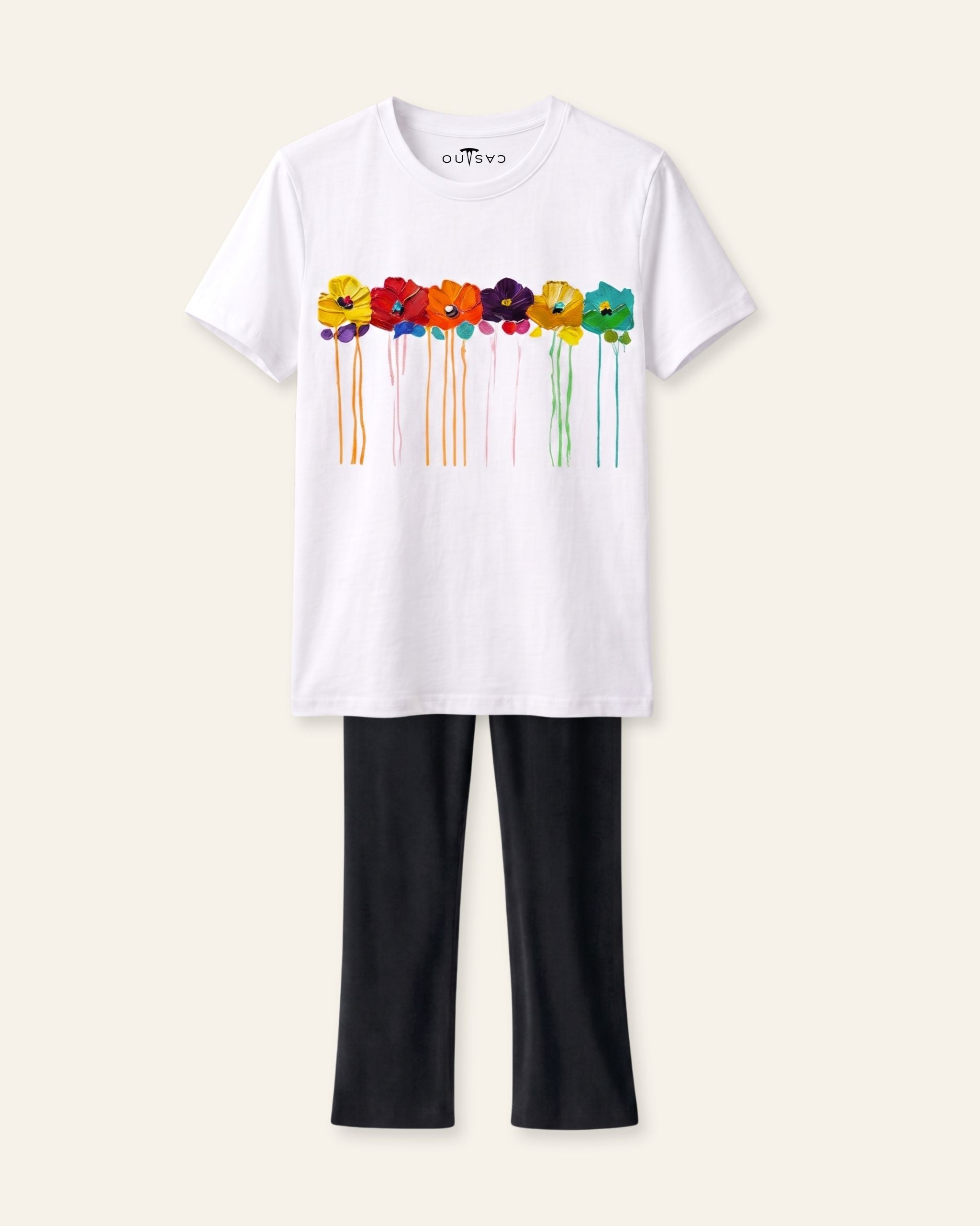 Girls Lollipop Drip Trouser Set — White