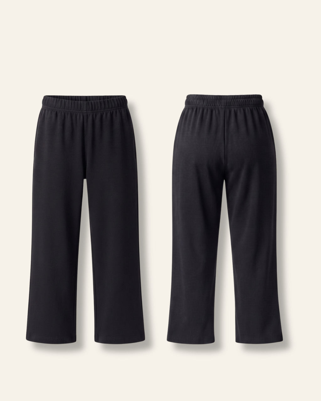 Kids black trousers with an elastic waist, flat