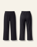 Kids black trousers with an elastic waist, flat