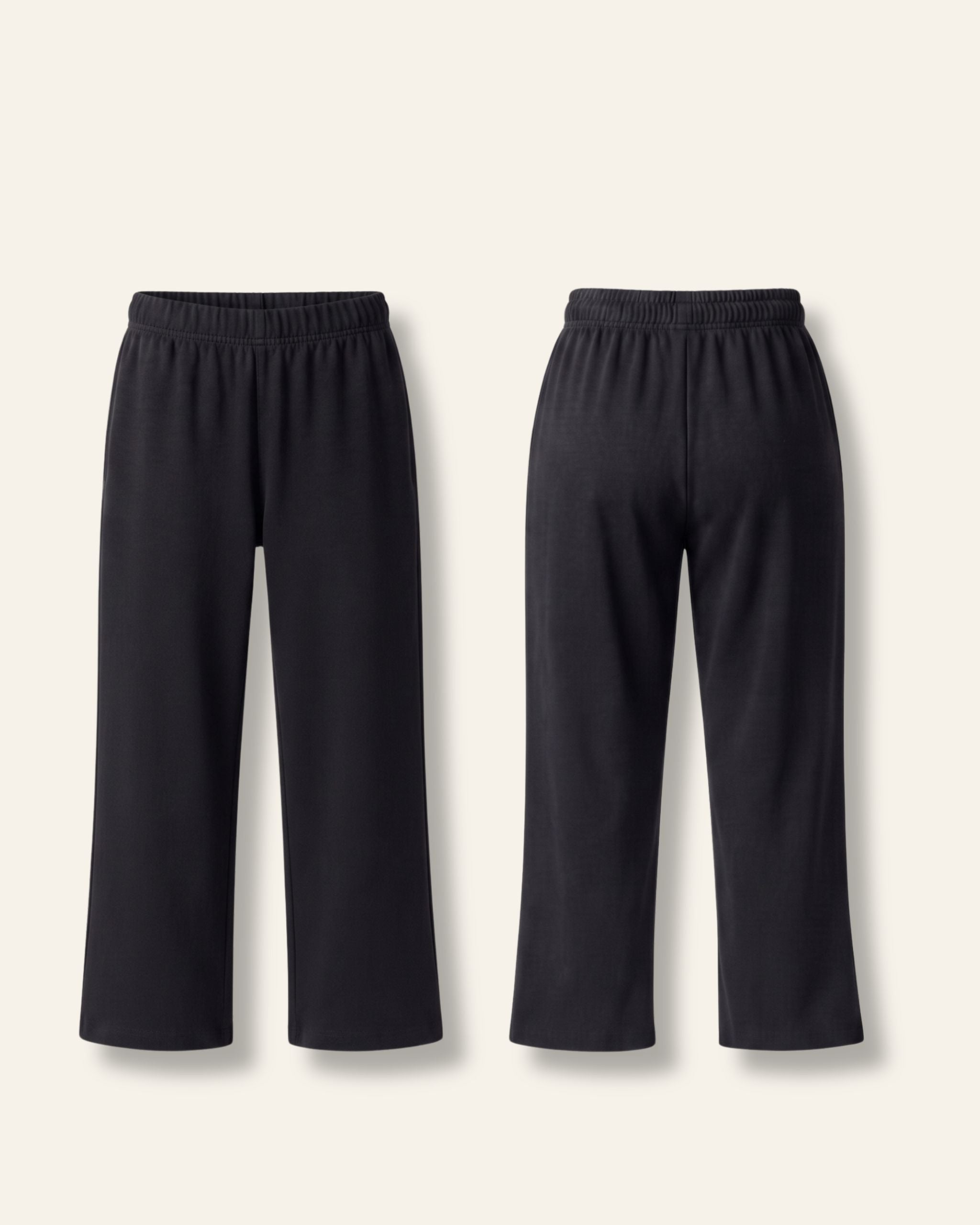 Kids black trousers with an elastic waist, flat