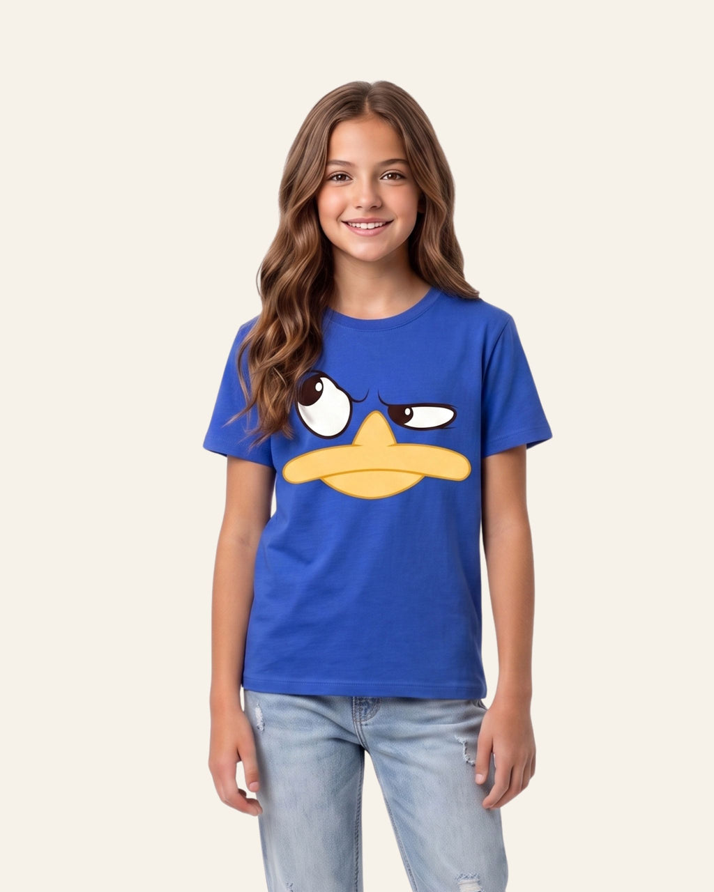 Girls Duck Face Tee — Royal Blue