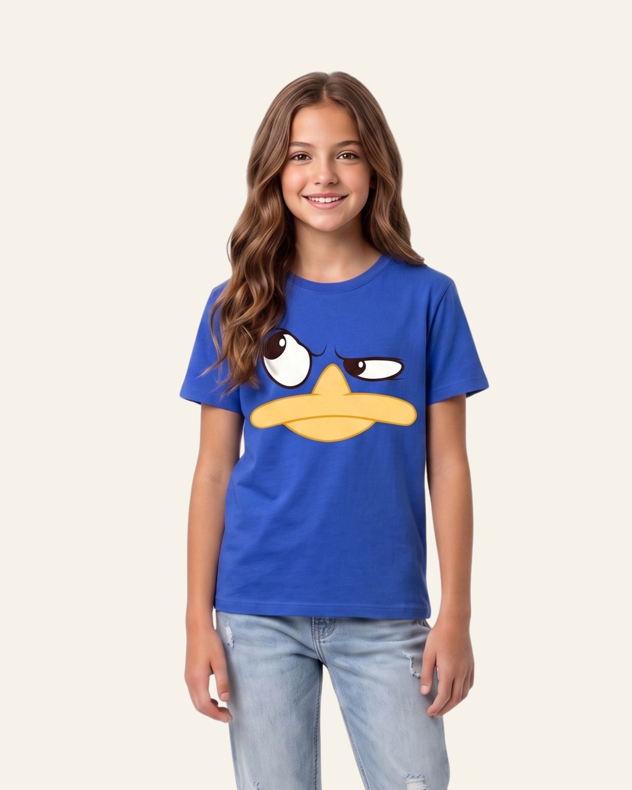Girls Duck Face Tee — Royal Blue