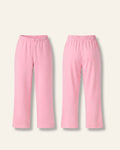 Kids pink trousers with an elastic waist, flat