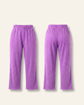 Kids violet trousers with an elastic waist, flat front and back