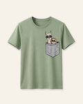 Boys Raccoon Pocket Tee — Sage