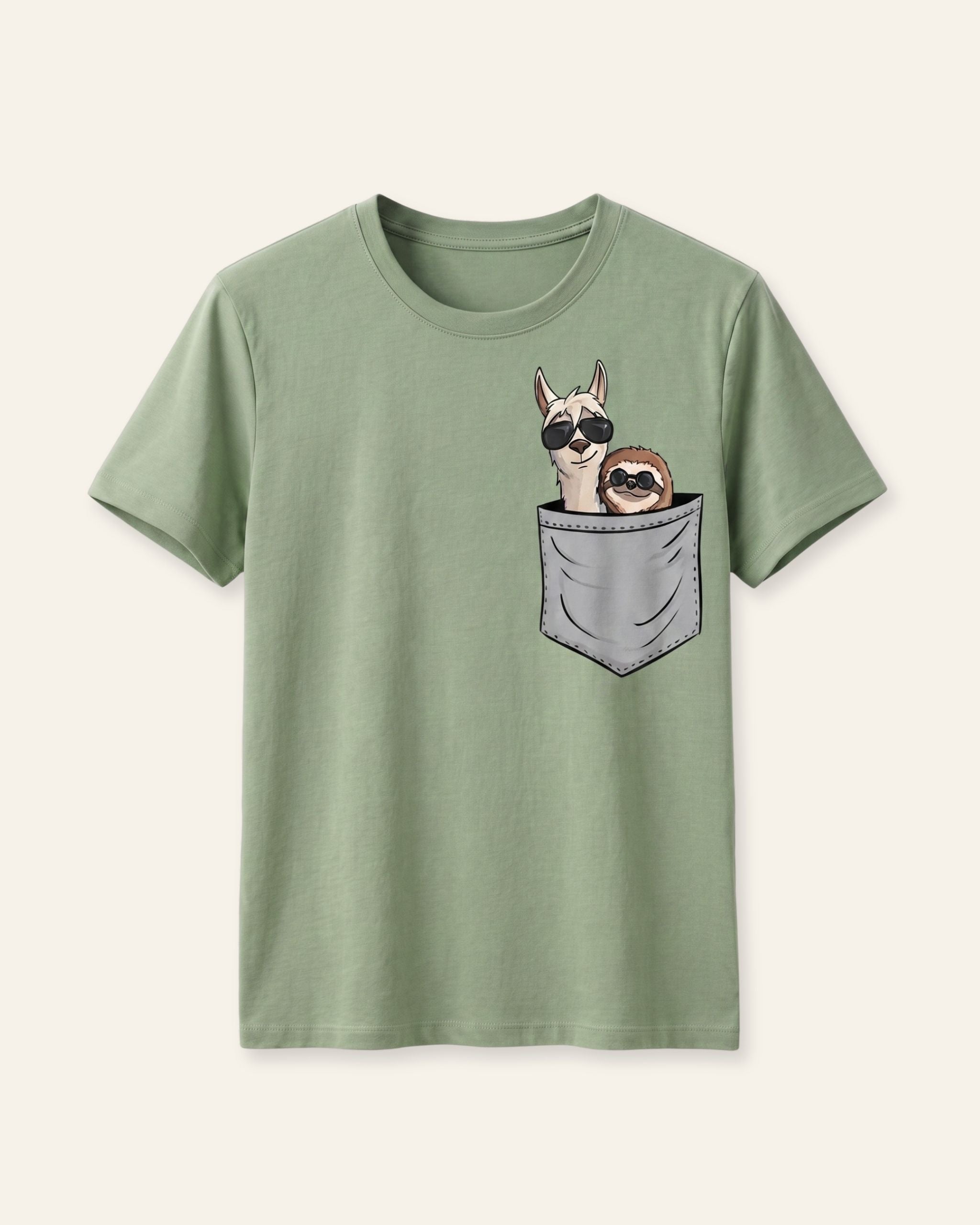 Boys Raccoon Pocket Tee — Sage