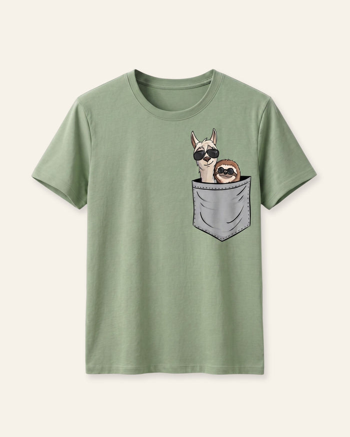 Boys Raccoon Pocket Tee — Sage