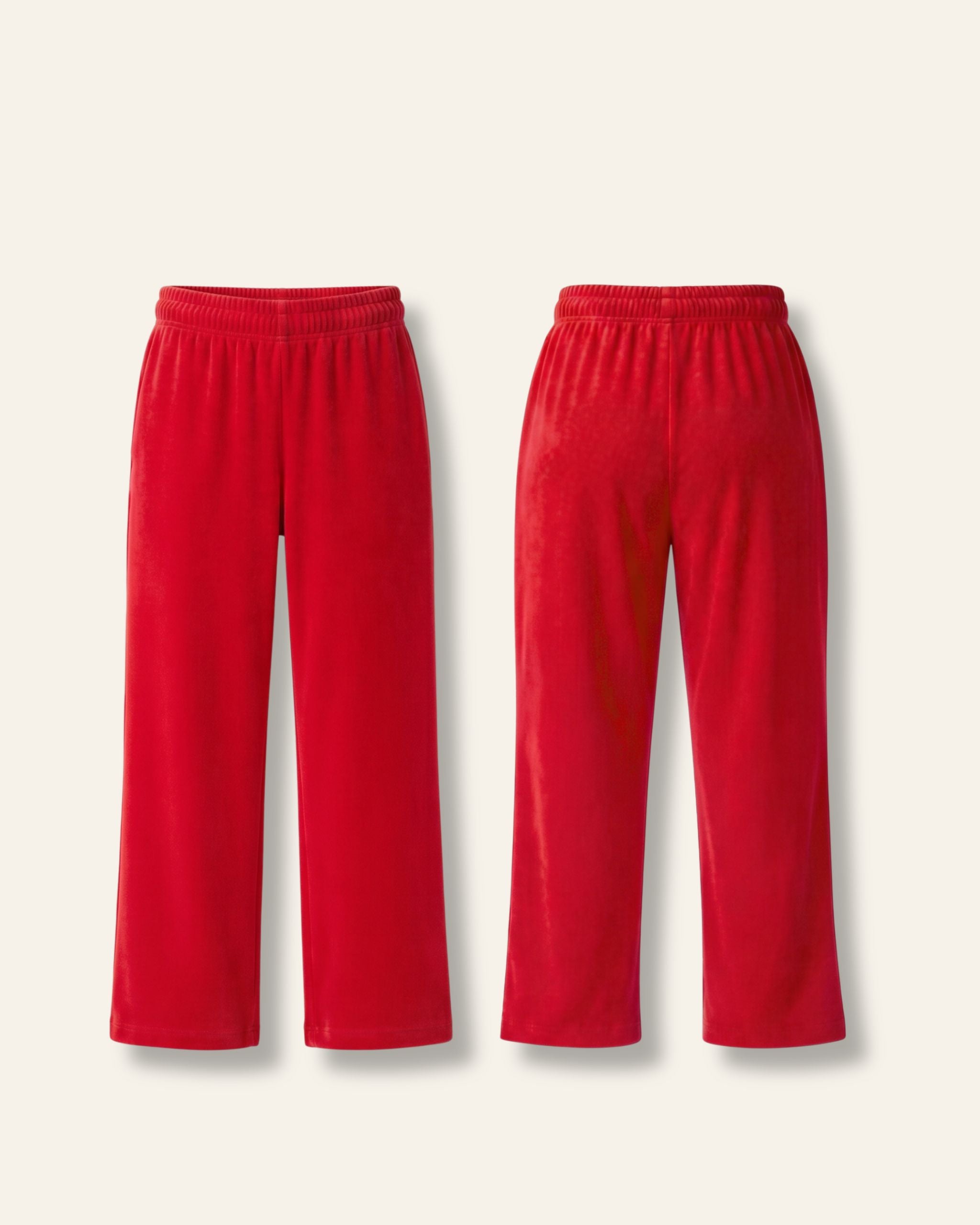 Kids red trousers with an elastic waist, flat