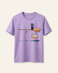 Girls Cat Balance Tee — Lilac