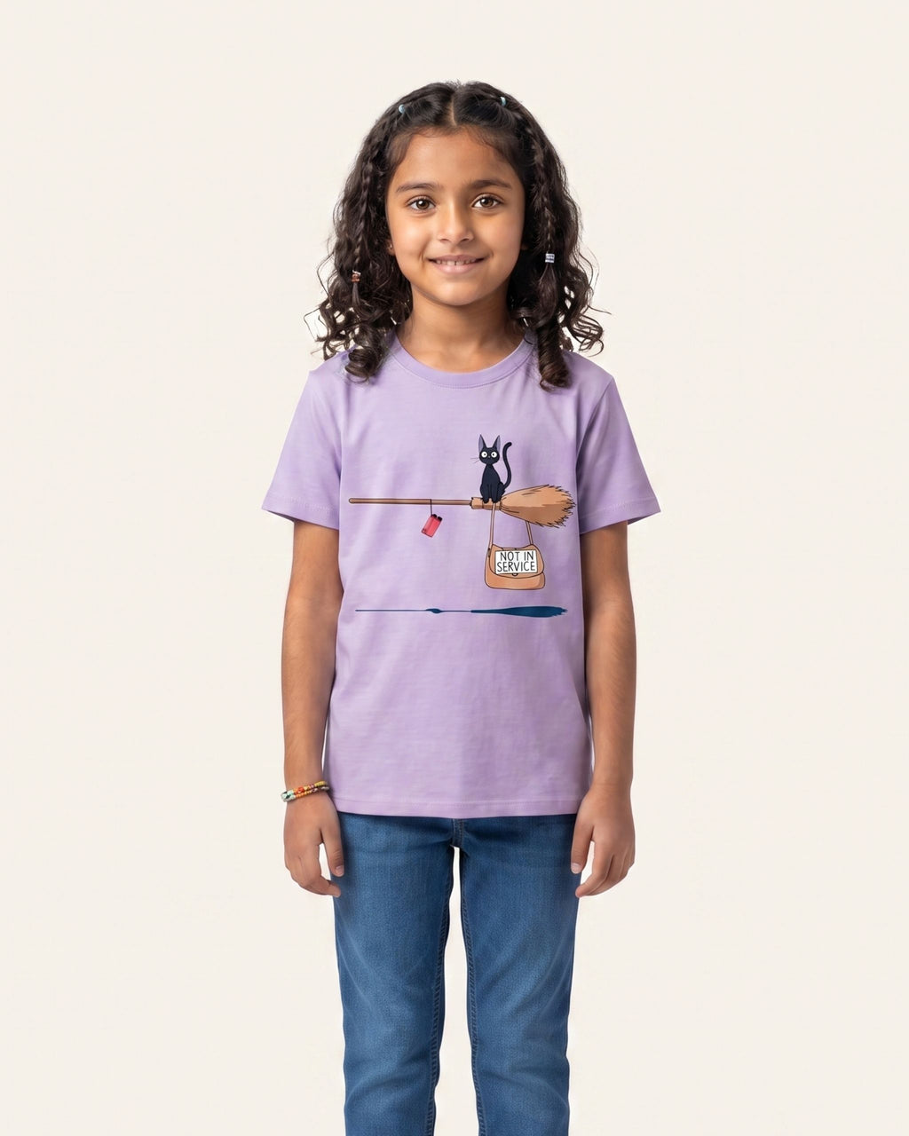 Girls Cat Balance Tee — Lilac