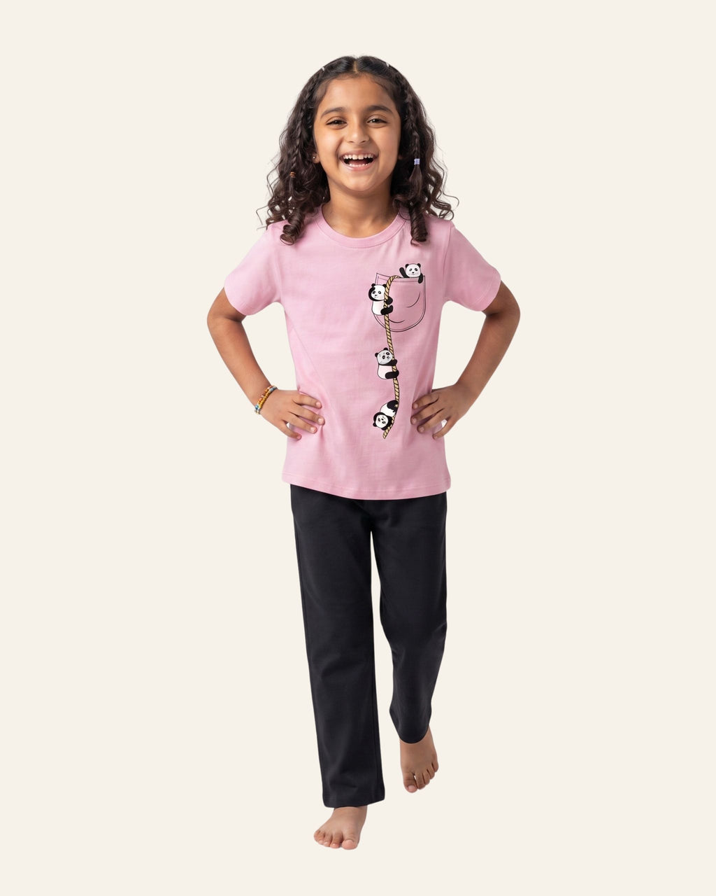 Girls Tiger Trouser Set — Pink