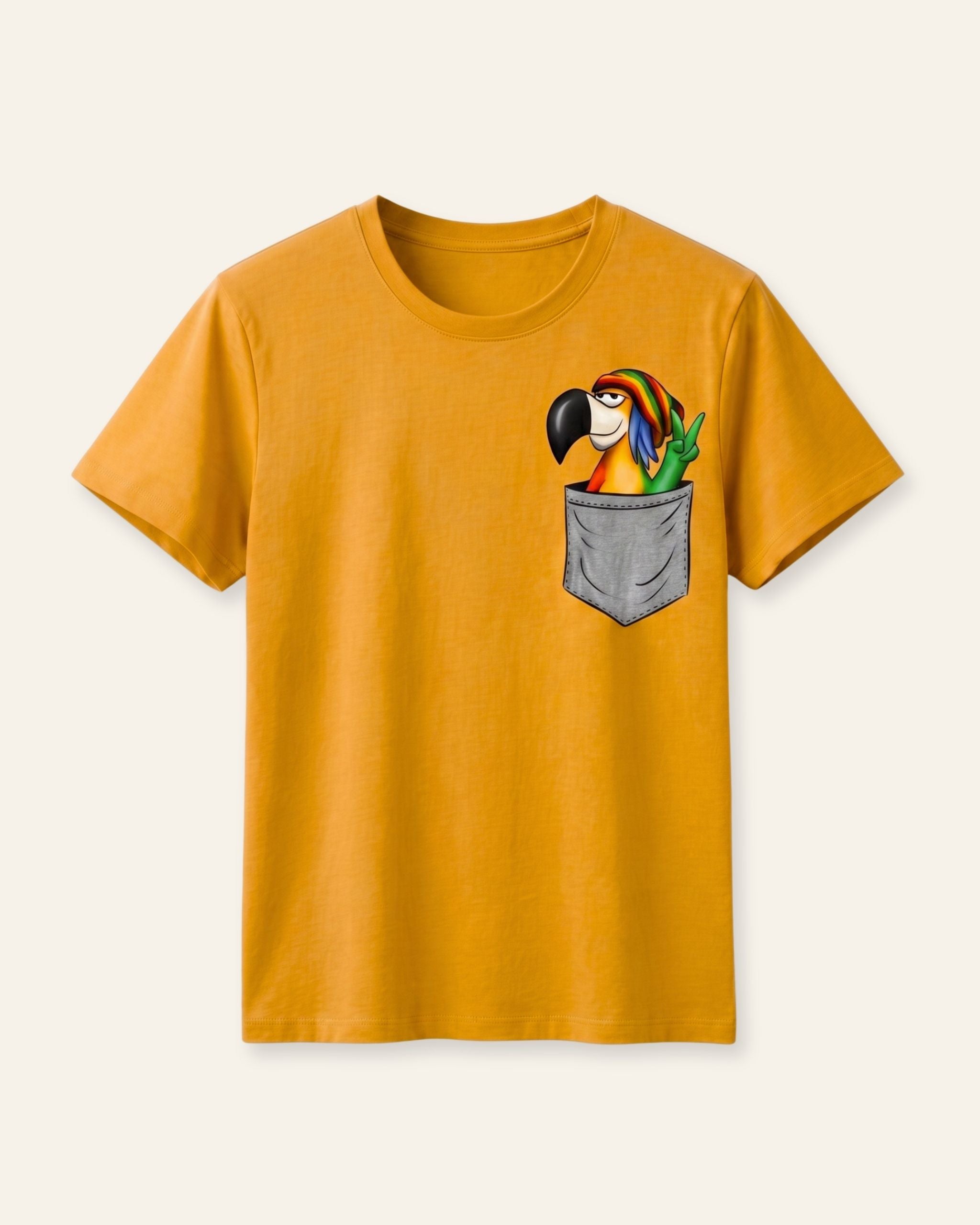Boys Parrot Pocket Tee — Mustard