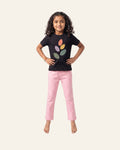 Girls Autumn Leaves Trouser Set — Black