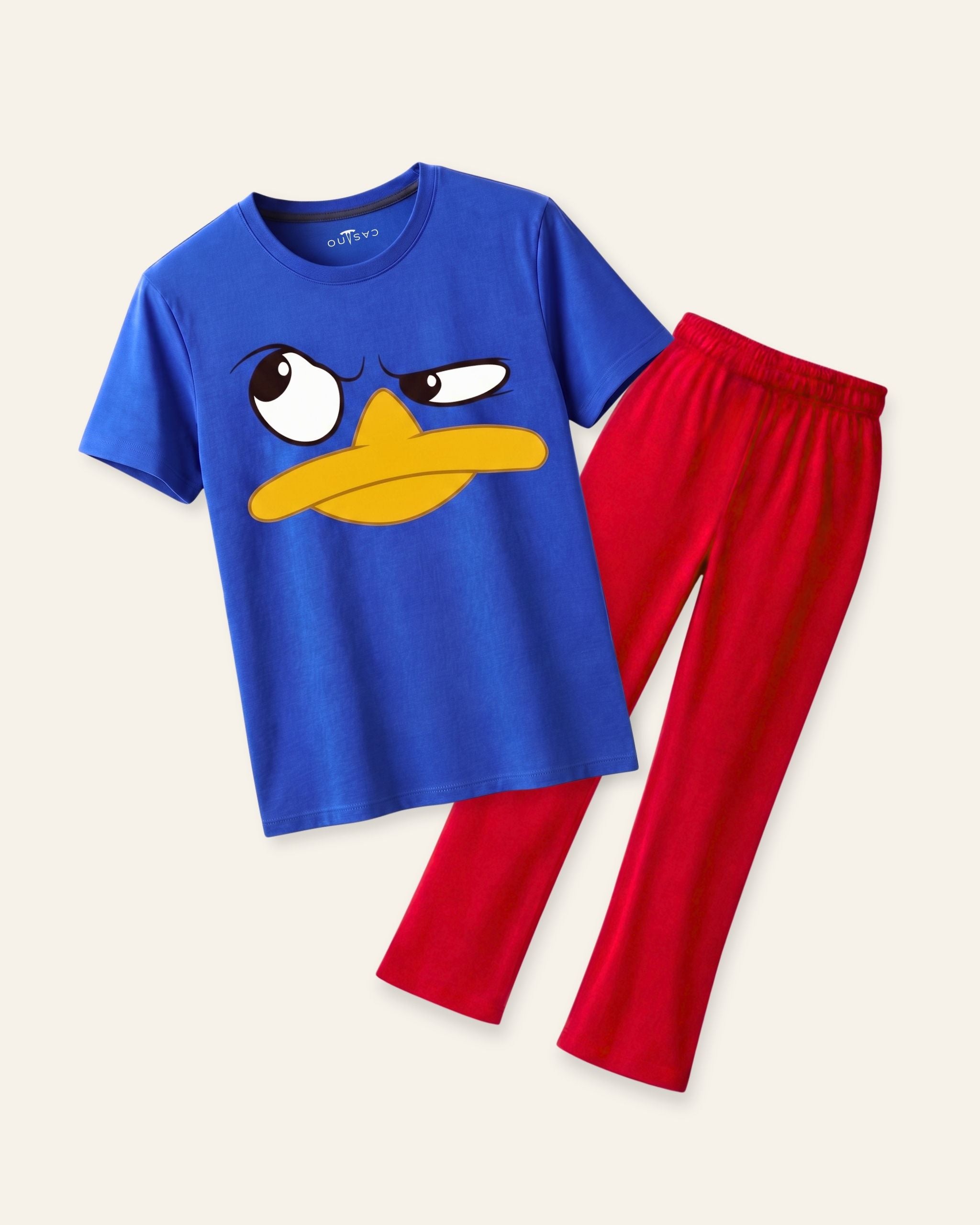 Girls Duck Face Trouser Set — Royal