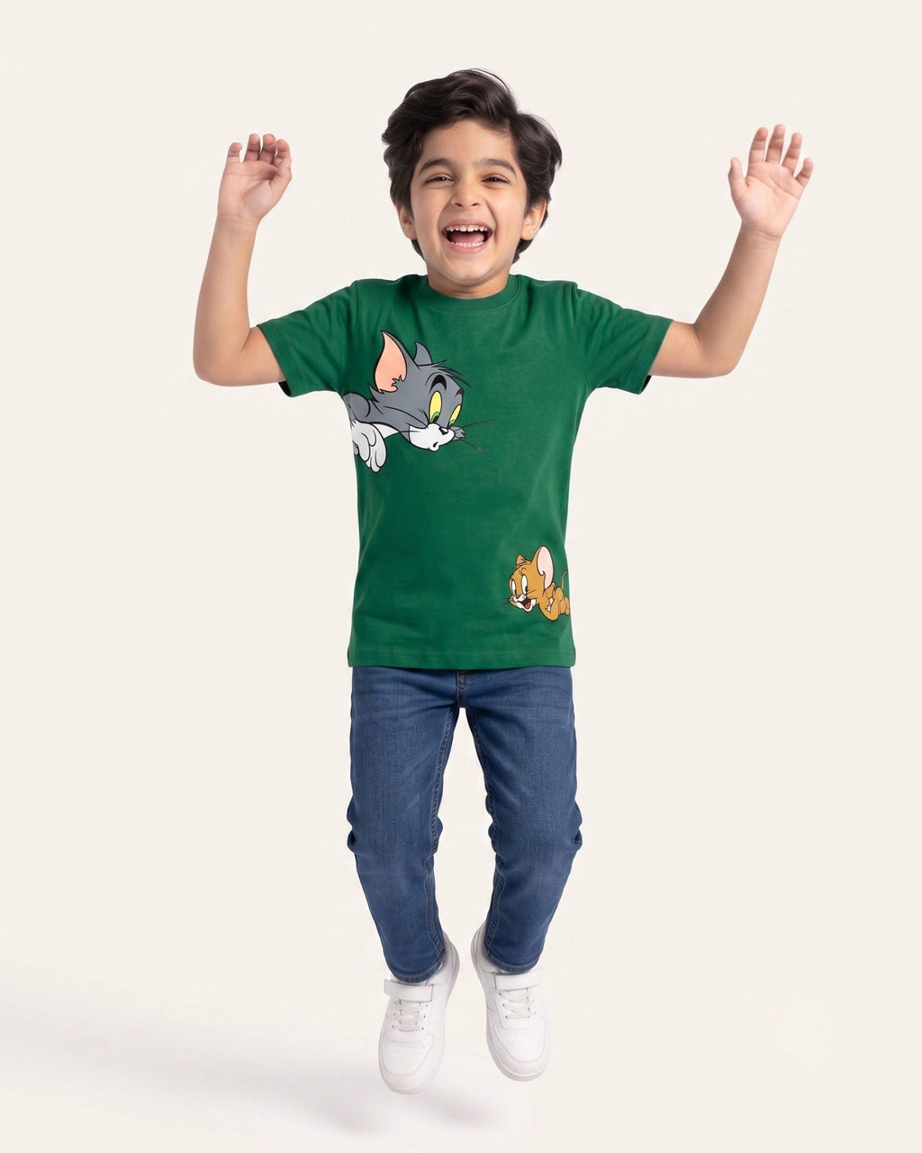 Boys Cat & Mouse Tee — Green
