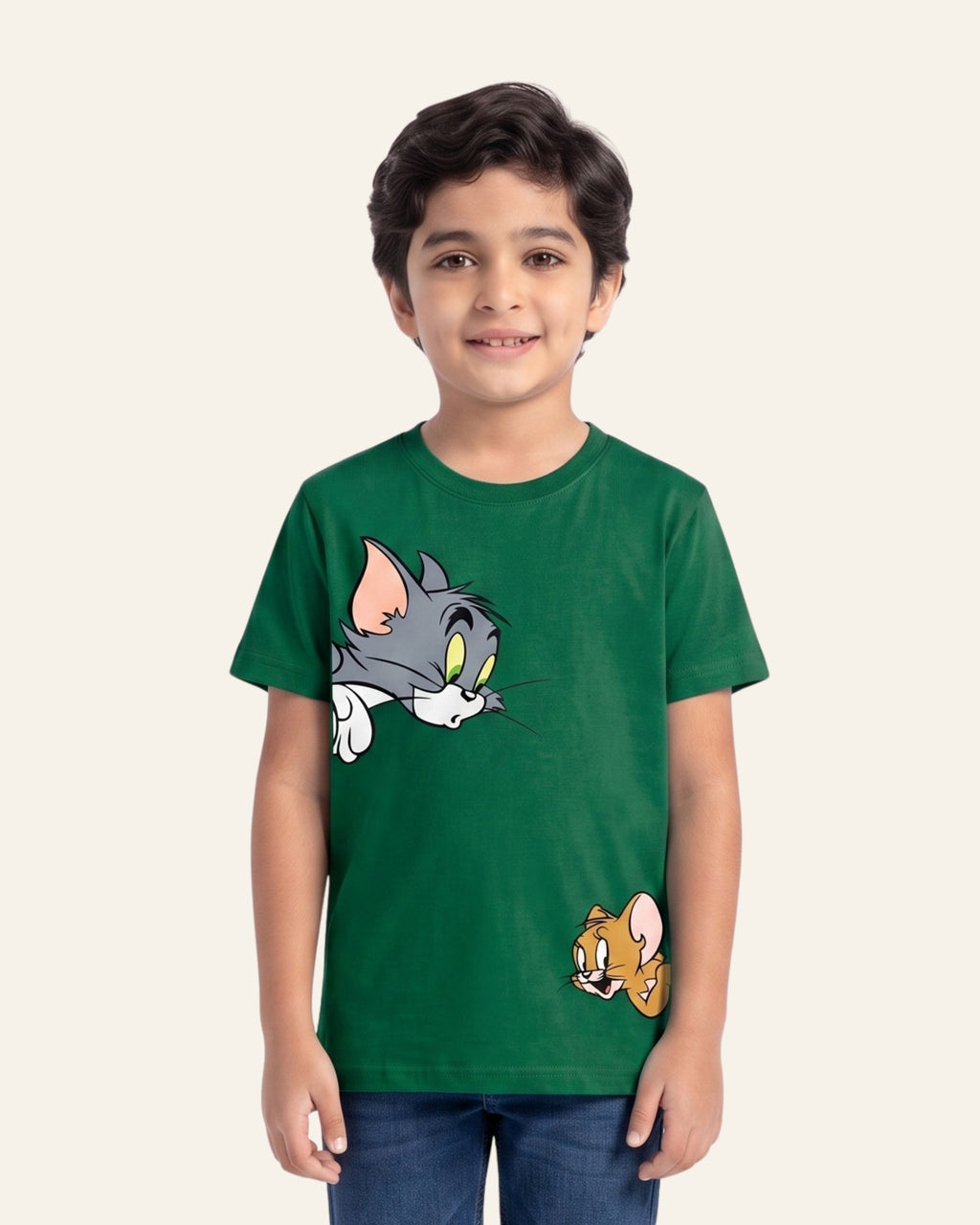 Boys Cat & Mouse Tee — Green