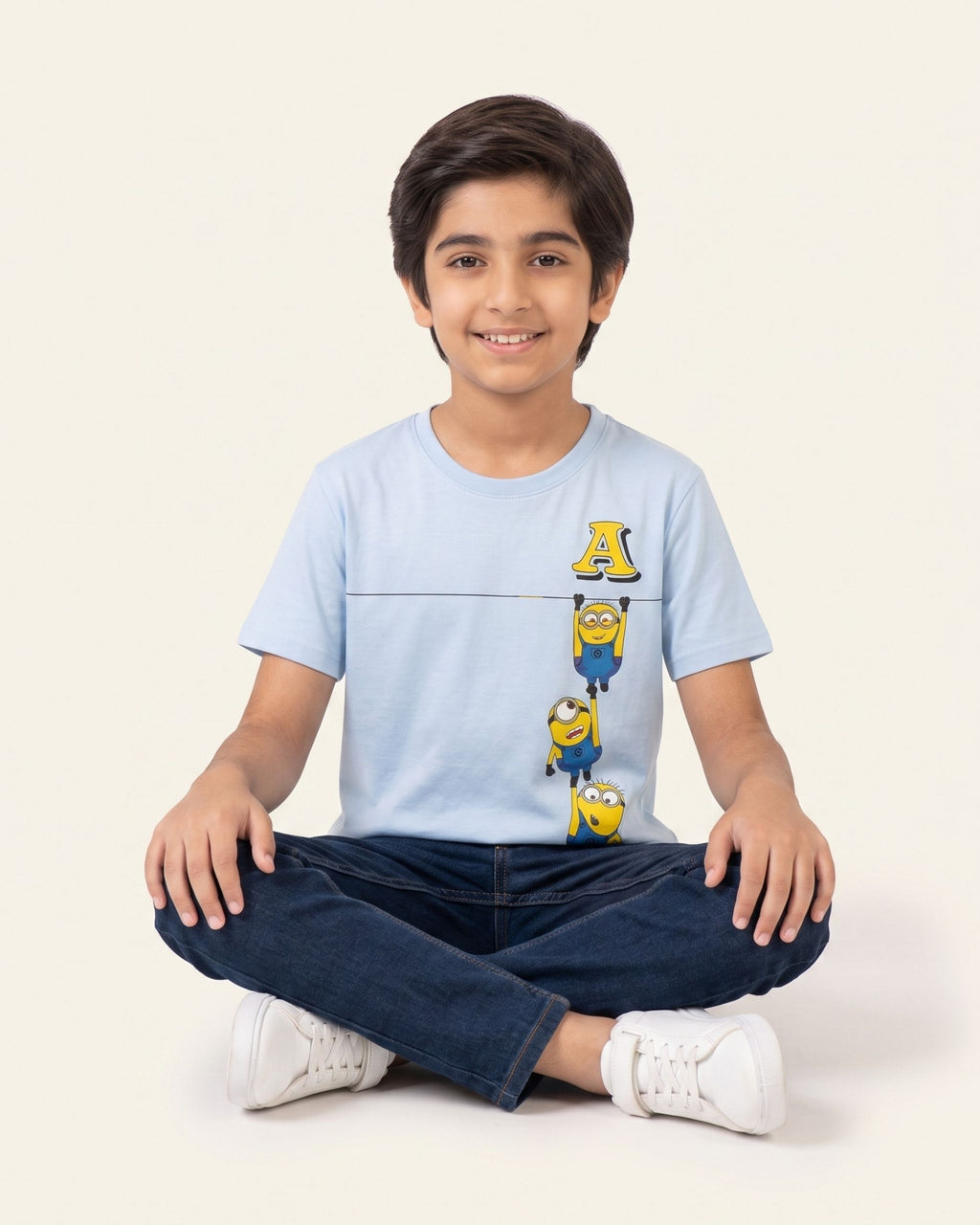 Boys Cartoon Crew Tee — Sky Blue