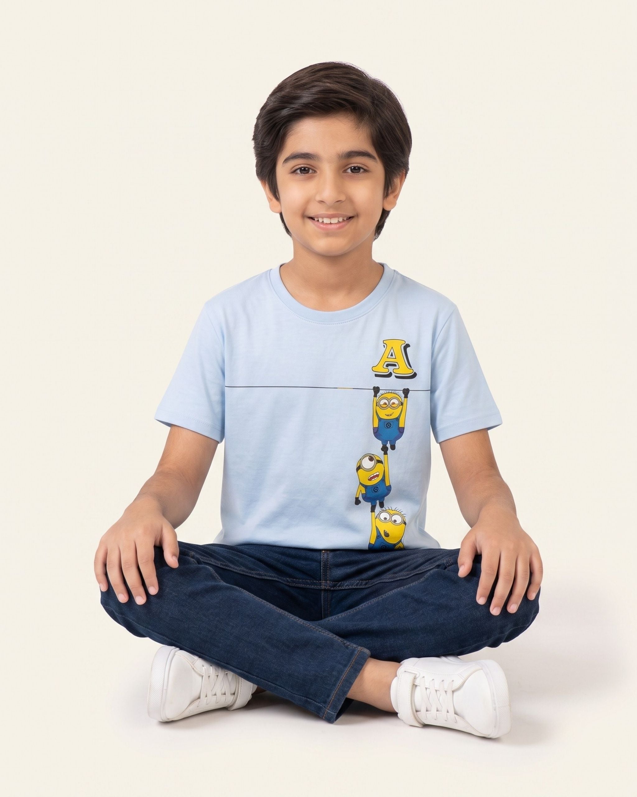 Boys Cartoon Crew Tee — Sky Blue