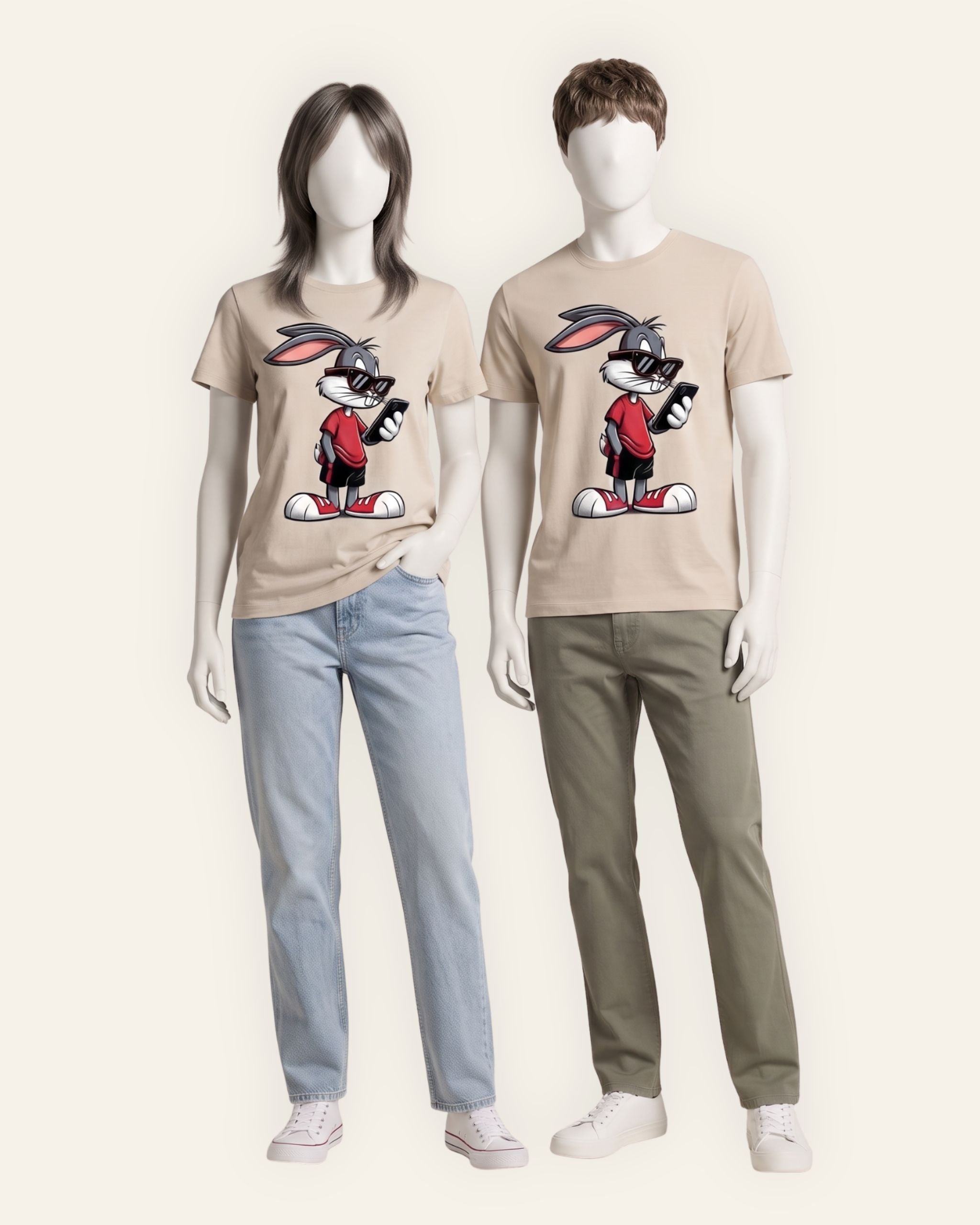 Matching Cartoon Bunny Tees