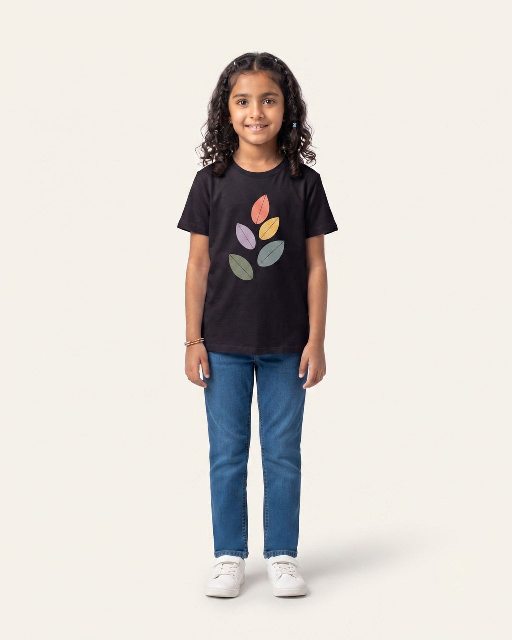 Girls Autumn Leaves Tee — Black