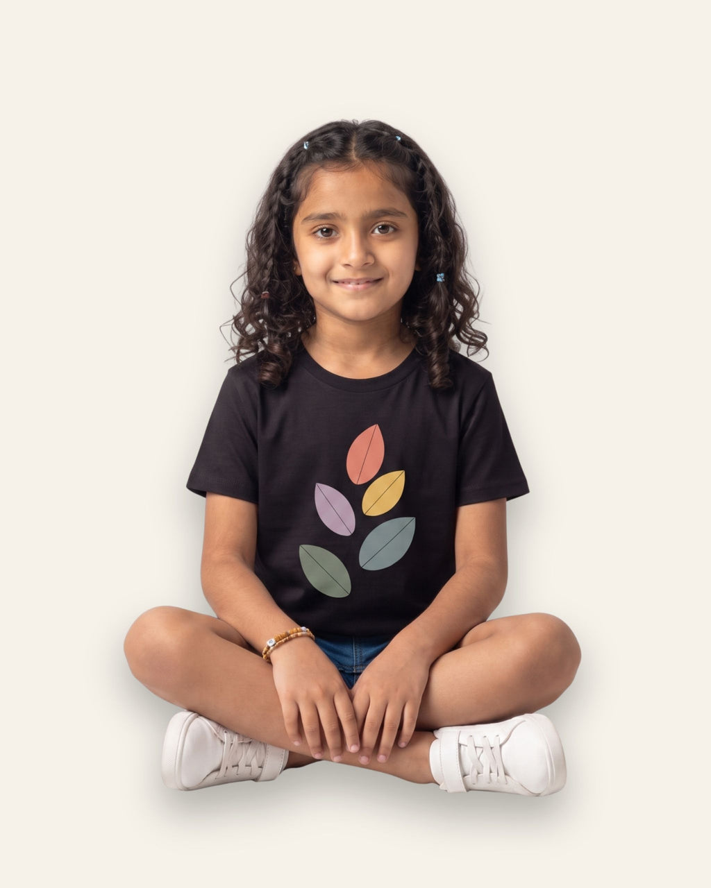 Girls Autumn Leaves Tee — Black