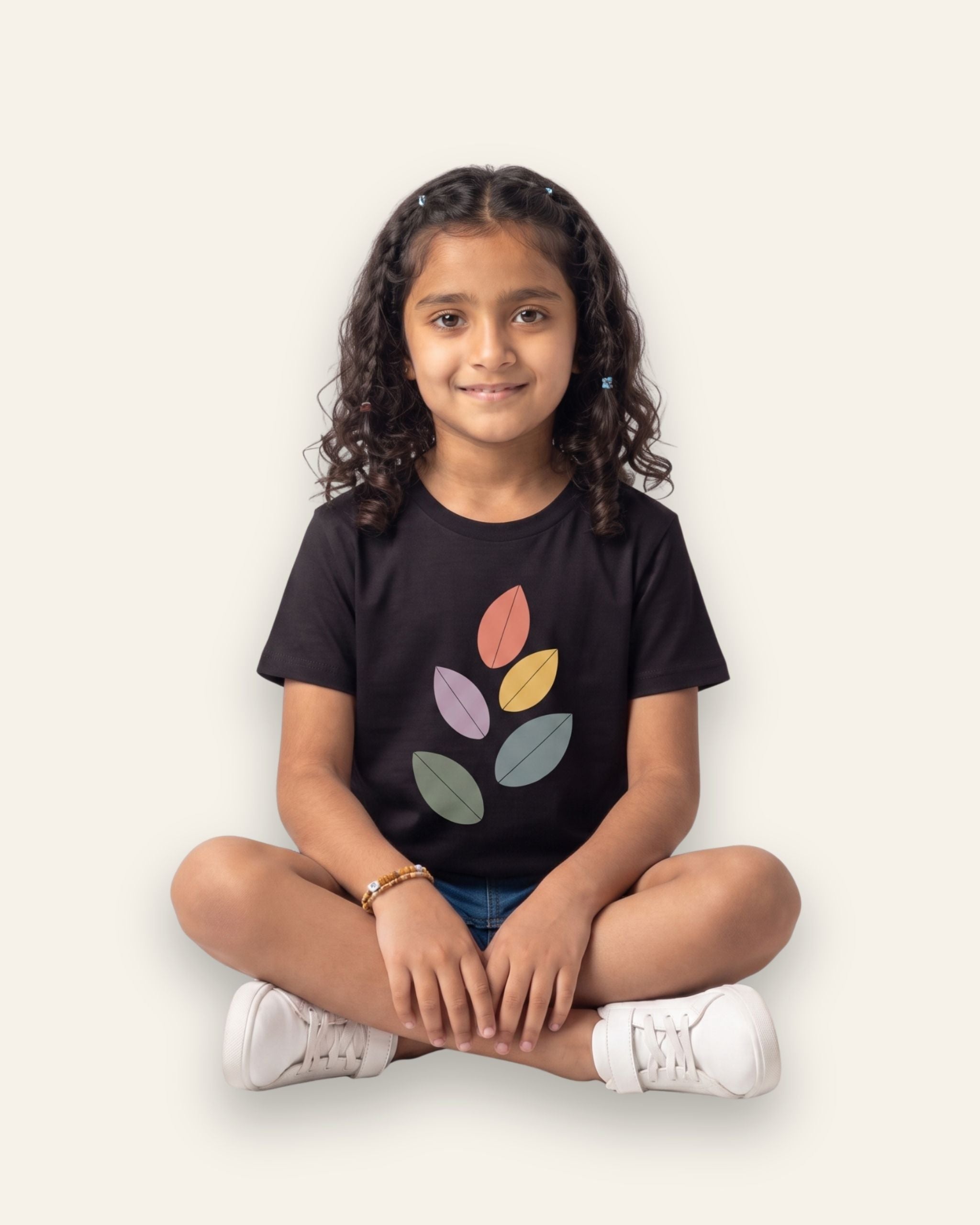 Girls Autumn Leaves Tee — Black