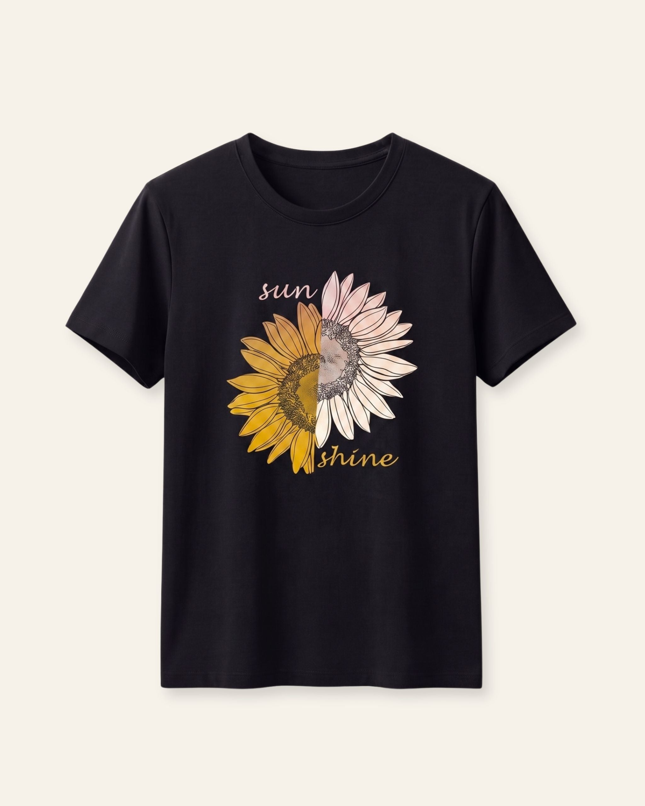 Girls Sunflower Bloom Tee — Black