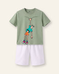 Boys Blue Platypus Shorts Set — Sage