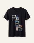 Black kids cotton tee with PARIS block lettering filled with city photos