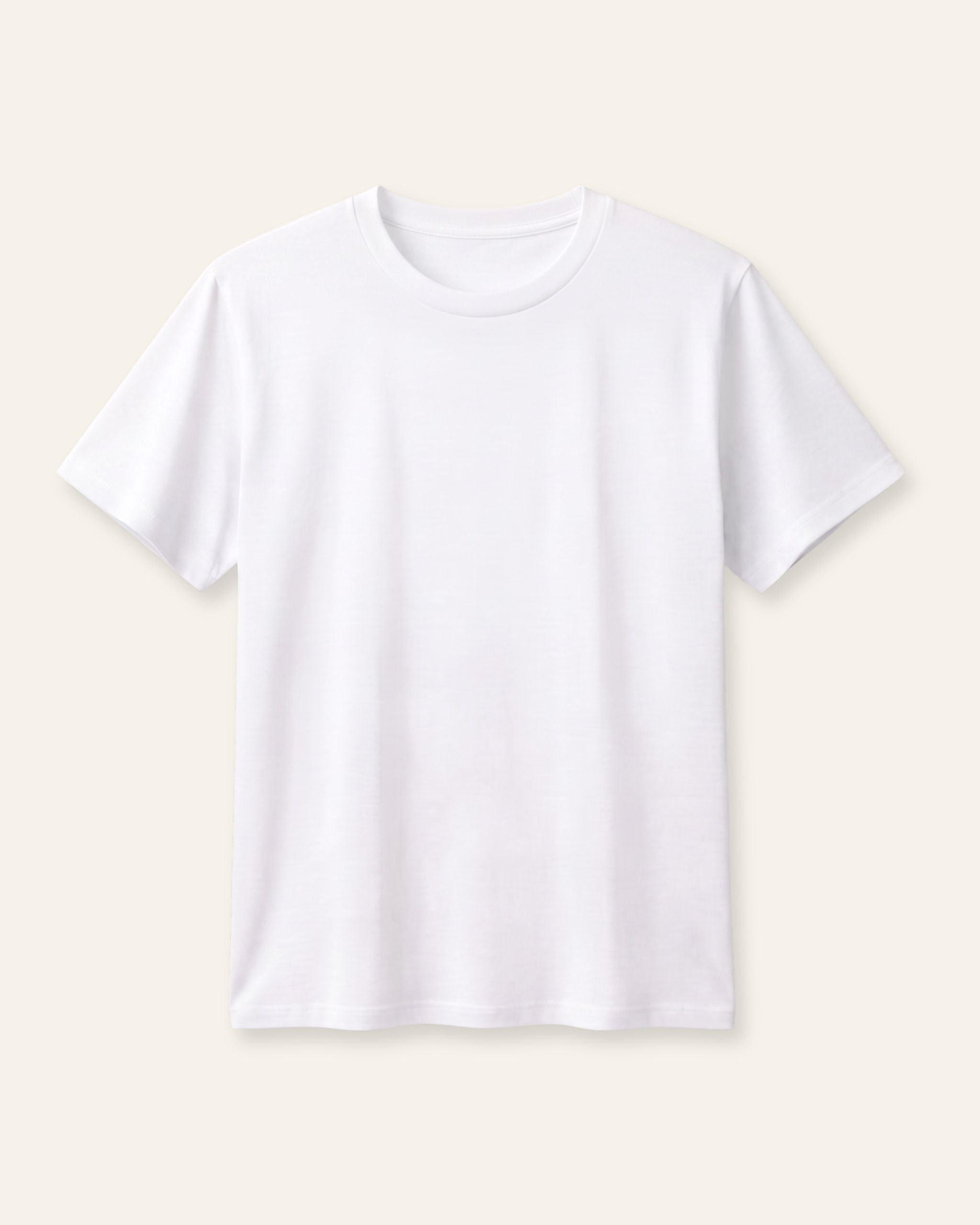 Adults white basic tee, front