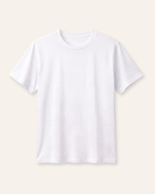 Adults white basic tee, front