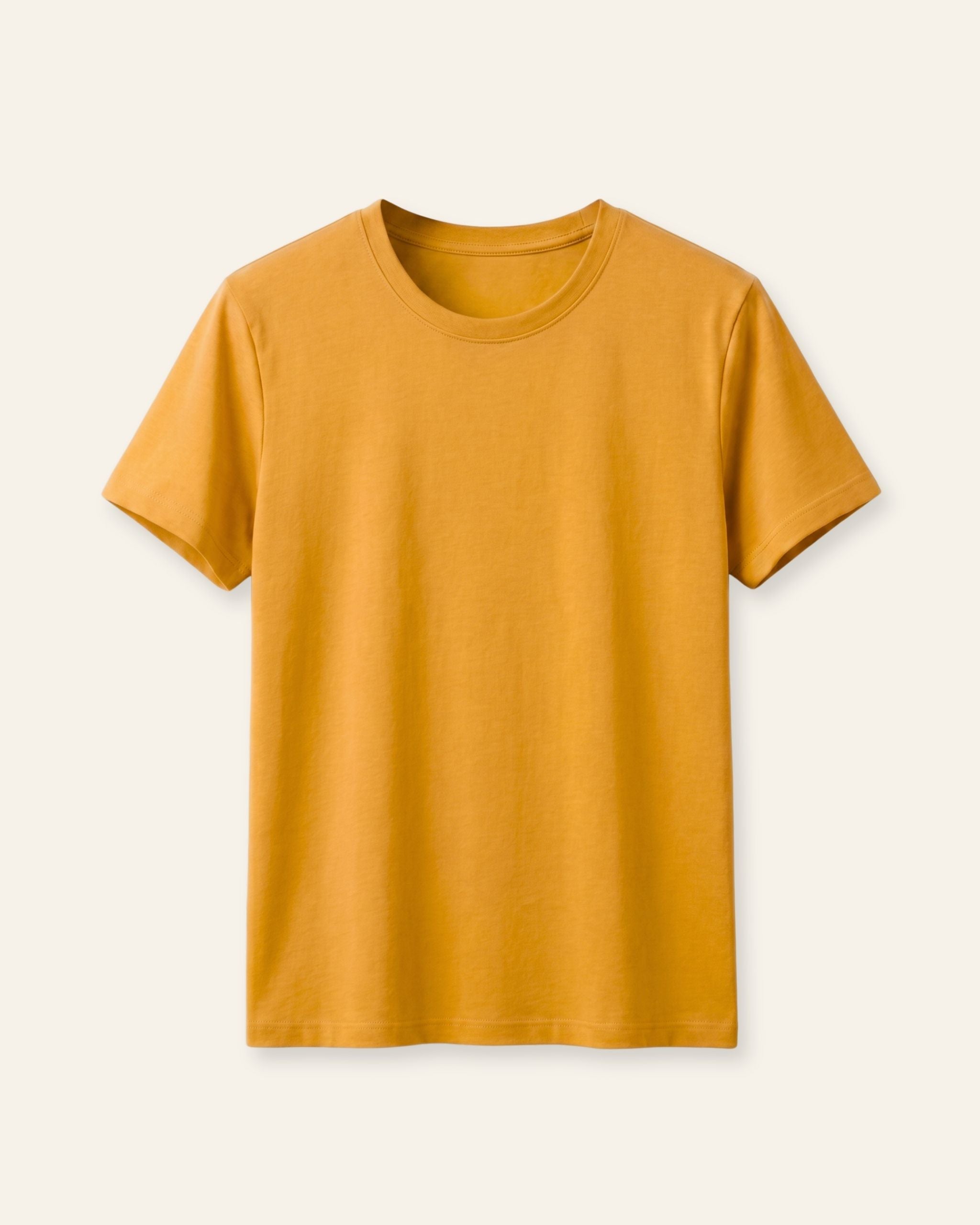 Girls mustard basic tee, front