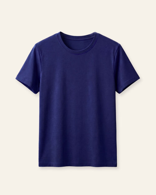 Boys navy basic tee, front