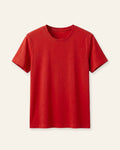Girls red basic tee, front