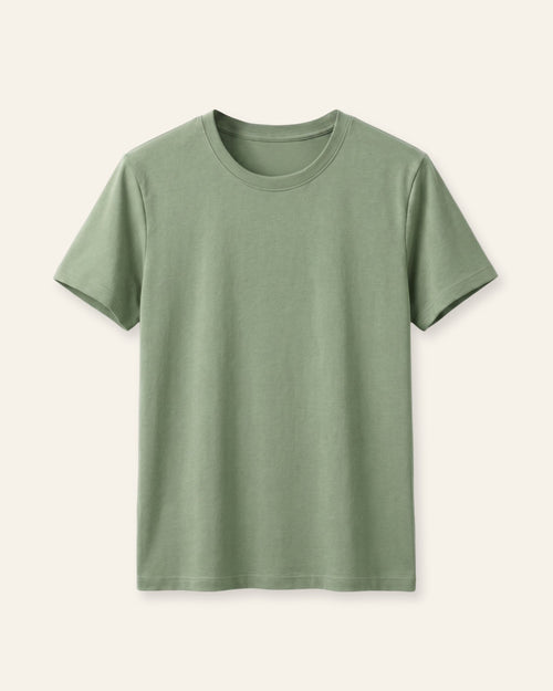 Girls sage basic tee, front