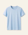 Girls sky blue basic tee, front